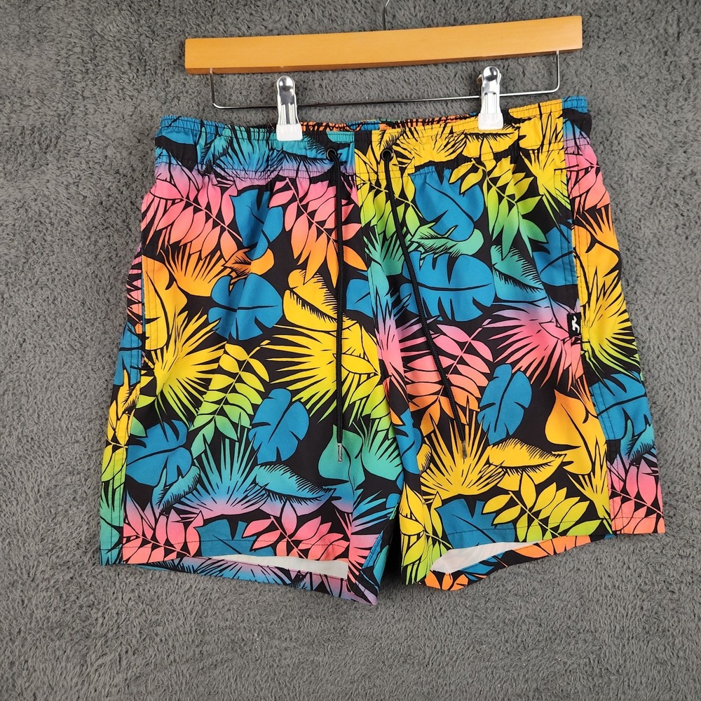 Hollister Swim Trunks Mens Medium Tropical Leaf Mesh Lined 6" Inseam Beach Surf